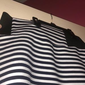 Mini black striped skirt with elastic sides